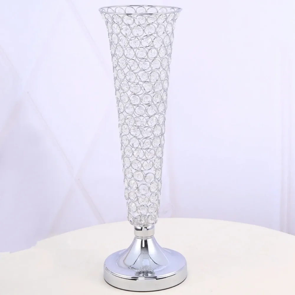 Высокая ваза из оцинкованного металла золотистого, серебристого цвета с хрусталем для свадеб, украшения стола, Центральные элементы на Рождество1