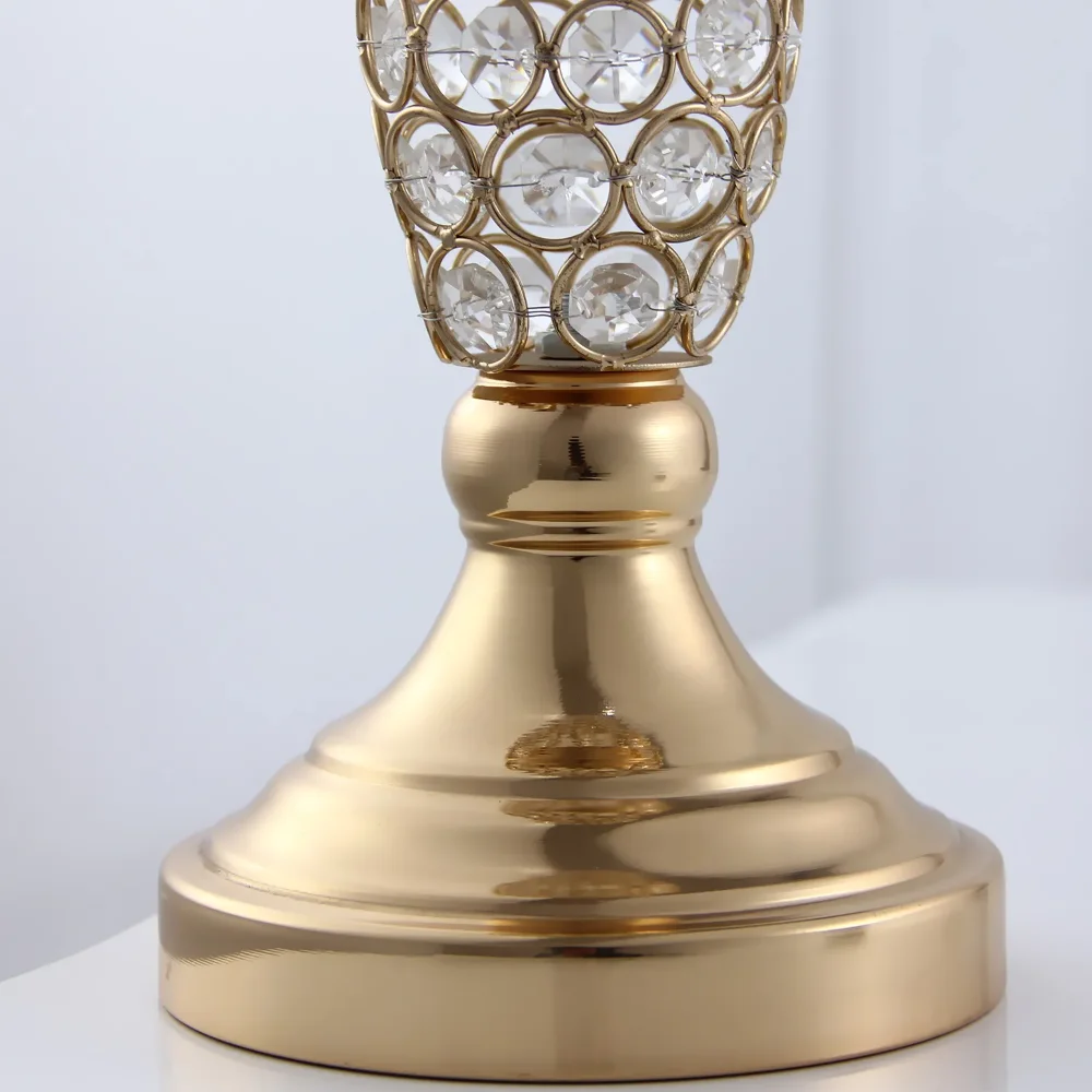 Высокая ваза из оцинкованного металла золотистого, серебристого цвета с хрусталем для свадеб, украшения стола, Центральные элементы на Рождество4