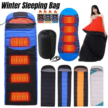 Зимний спальный мешок для кемпинга, пеших прогулок, компрессионный спальный мешок, заряжаемый через USB, перезаряжаемый спальный мешок для путешествий на открытом воздухе