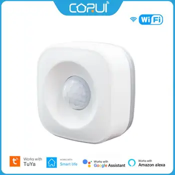 CORUI Tuya WIFI Smart PIR Датчик движения, мини-детектор движения человеческого тела, инфракрасный датчик Smart Life для Alexa Google Home