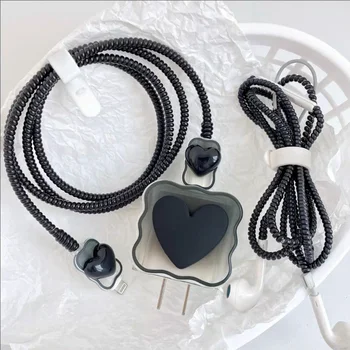 Силиконовый Защитный Чехол для Зарядного Устройства Heart Charger для Apple Charger Plug 18/20 Вт для Намотки Кабеля для iPhone 14 13 Втулки Адаптера Питания